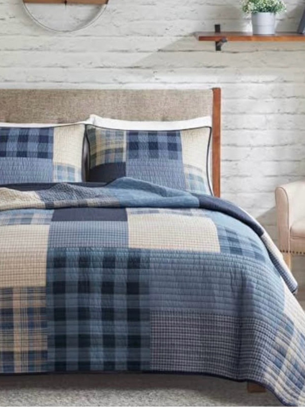Blue Patchwork Quilt Set - Home Bedding